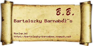 Bartalszky Barnabás névjegykártya